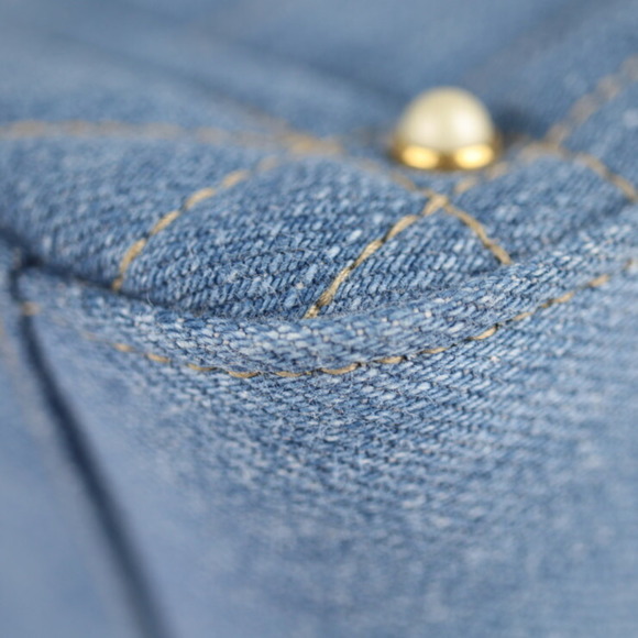 GUCCI GG Marmont Backpack Daypack 476671 Denim Leather Blue Quilted Fake Pearl - Picture 5 of 9